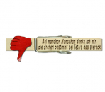 Glupperl mit einem roten Daumen nach unten