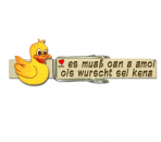 Klammer mit Namen und einer handbemalten Ente