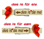 Zwei Glupperl mit gebrochenen Ornamentherzen