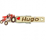 Glupperl mit einem roten Bulldog mit hellgelben