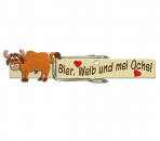 Klammer mit einerm handbemalten hellbraunen Ochsen