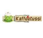 Glupperl mit einer handbemalten Cappuccinotasse grün-weiß